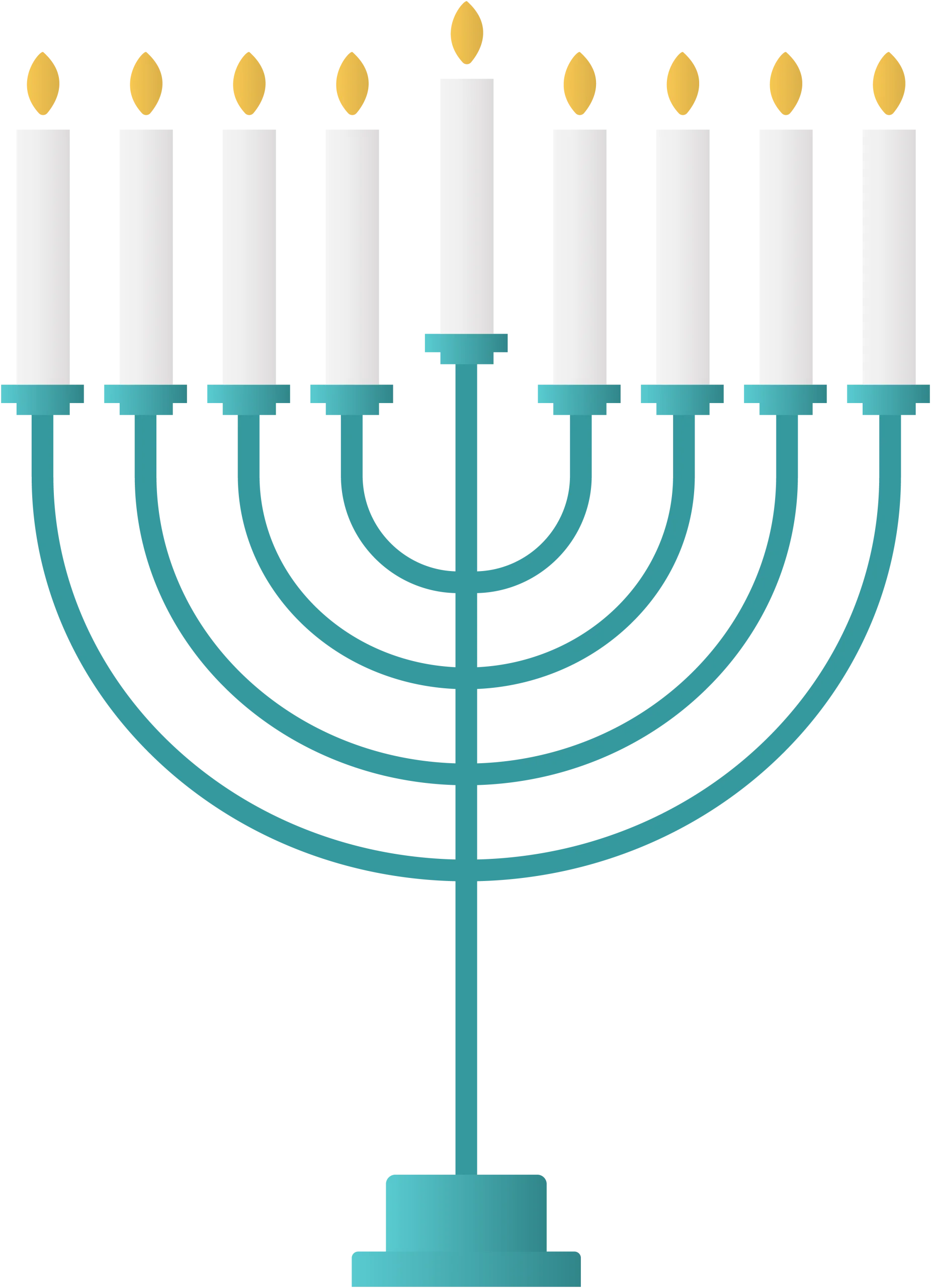 Elegant Teal Hanukkah Menorah Clipart with Glowing Candle Flames
