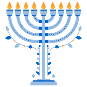 Festive Blue and Gold Hanukkah Menorah Clipart Illustration Design