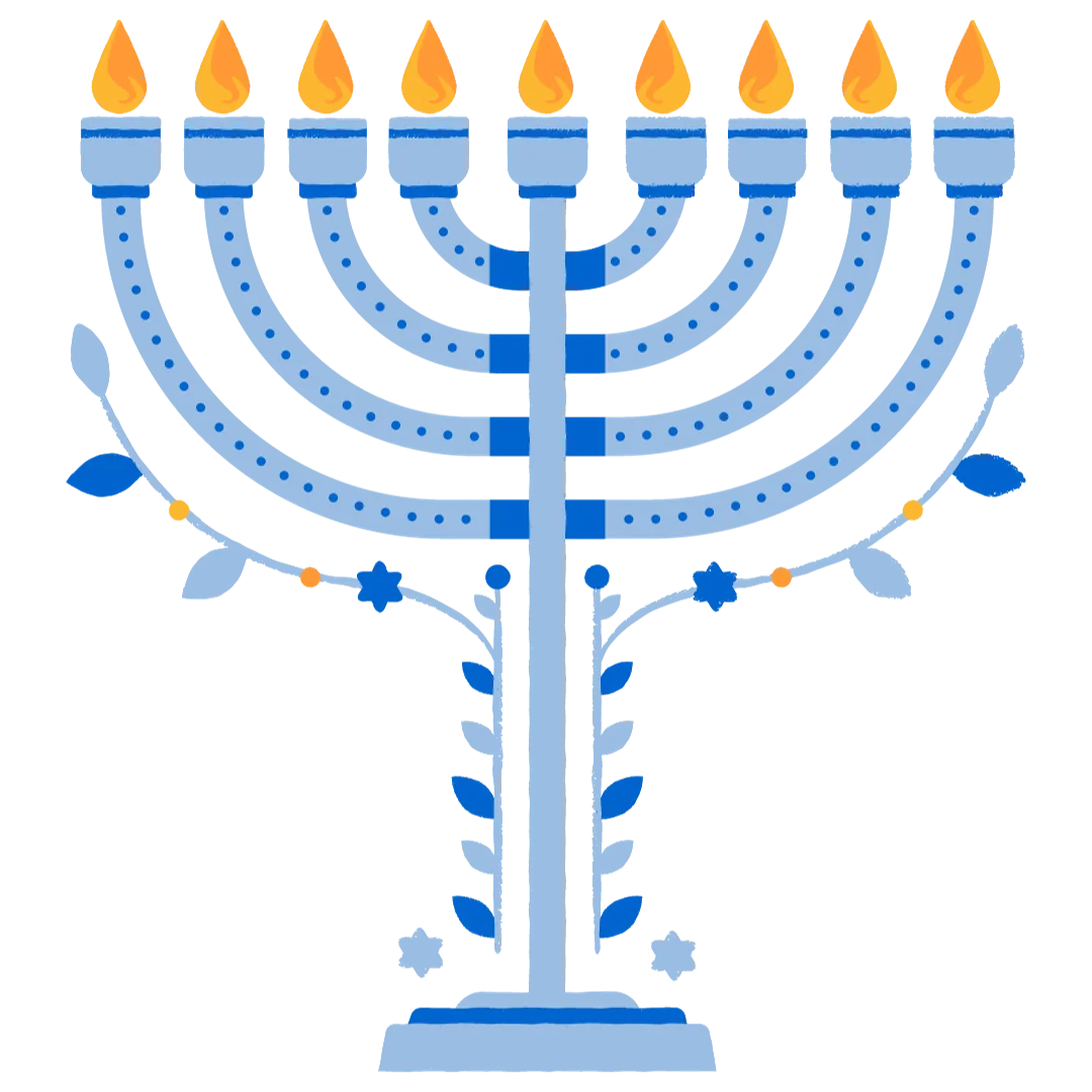 Festive Blue and Gold Hanukkah Menorah Clipart Illustration Design