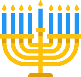 Festive Golden and Blue Hanukkah Menorah Clipart Design with Glowing Candles