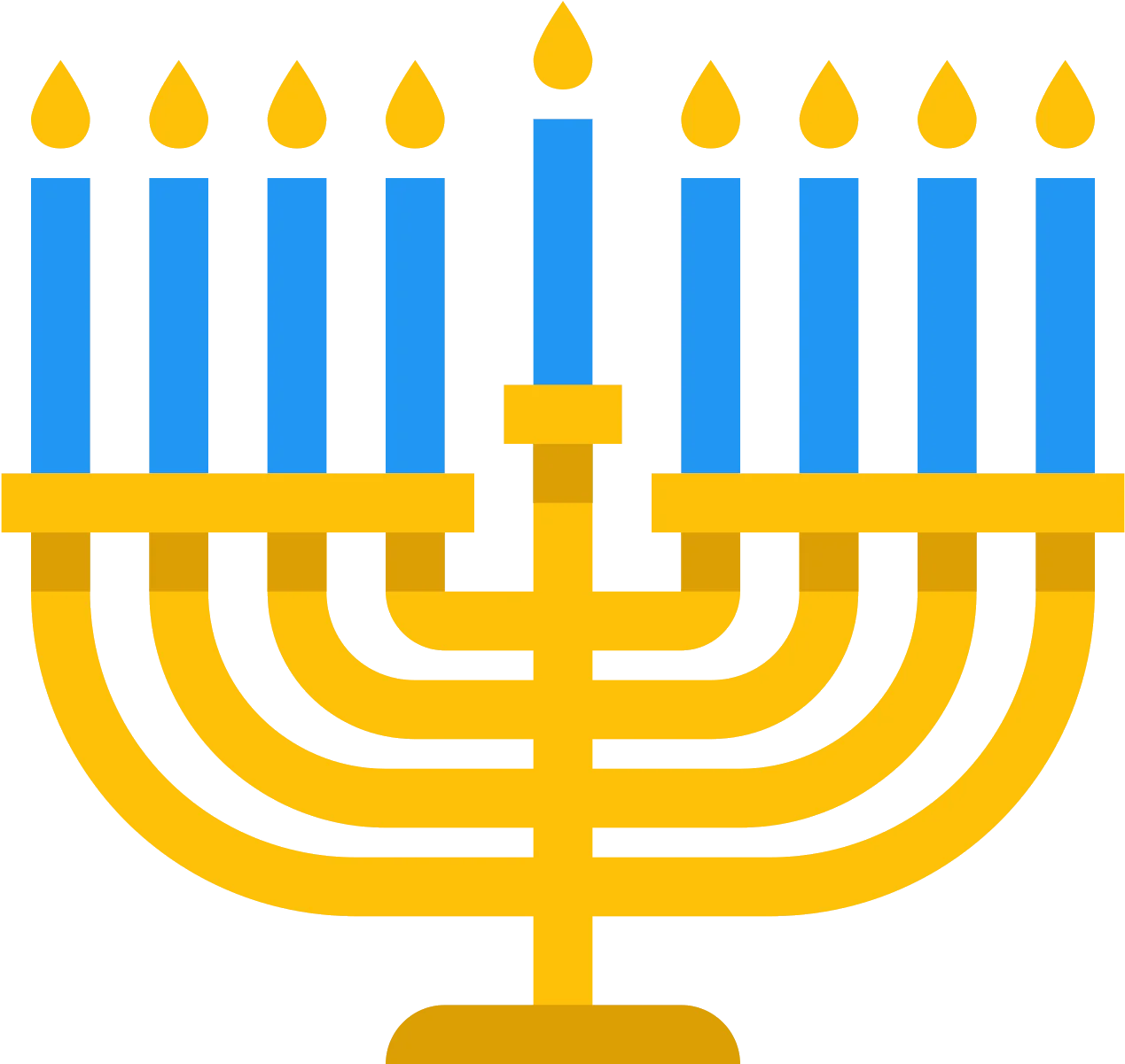 Festive Golden and Blue Hanukkah Menorah Clipart Design with Glowing Candles