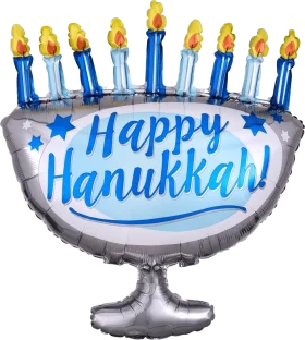 Festive Metallic Hanukkah Menorah Clipart Celebrating Jewish Holiday Tradition