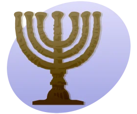 Golden Classic Hanukkah Menorah Clipart Illustration with Soft Lavender Background
