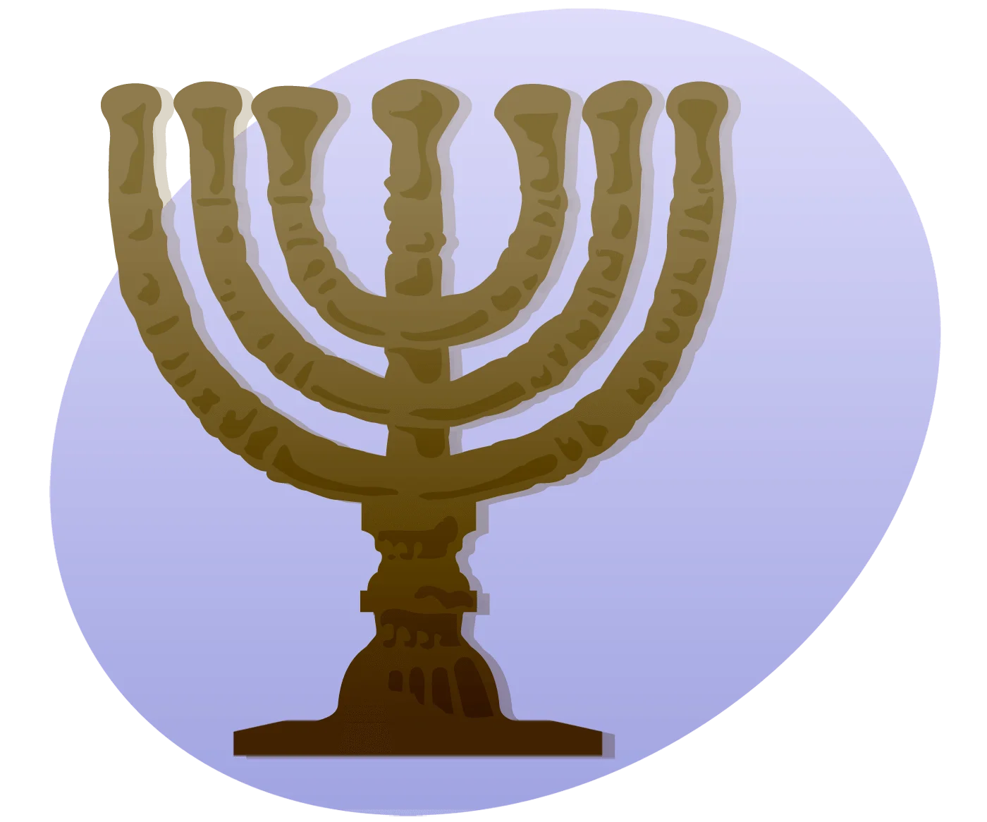 Golden Classic Hanukkah Menorah Clipart Illustration with Soft Lavender Background