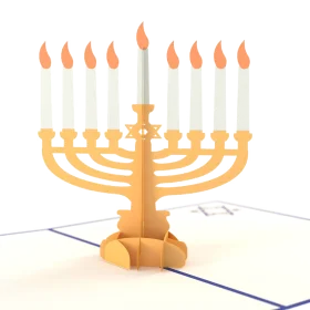 Golden Hanukkah Menorah Clipart: Elegant Nine-Branched Candelabrum Celebration Design