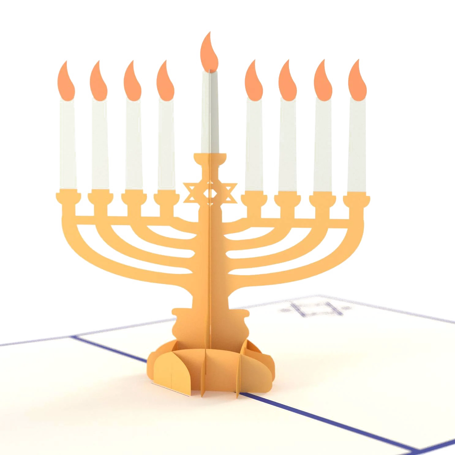 Golden Hanukkah Menorah Clipart: Elegant Nine-Branched Candelabrum Celebration Design