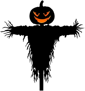 Haunting Halloween Scarecrow Clipart - Spooky Jack-o'-Lantern Guardian of the Night