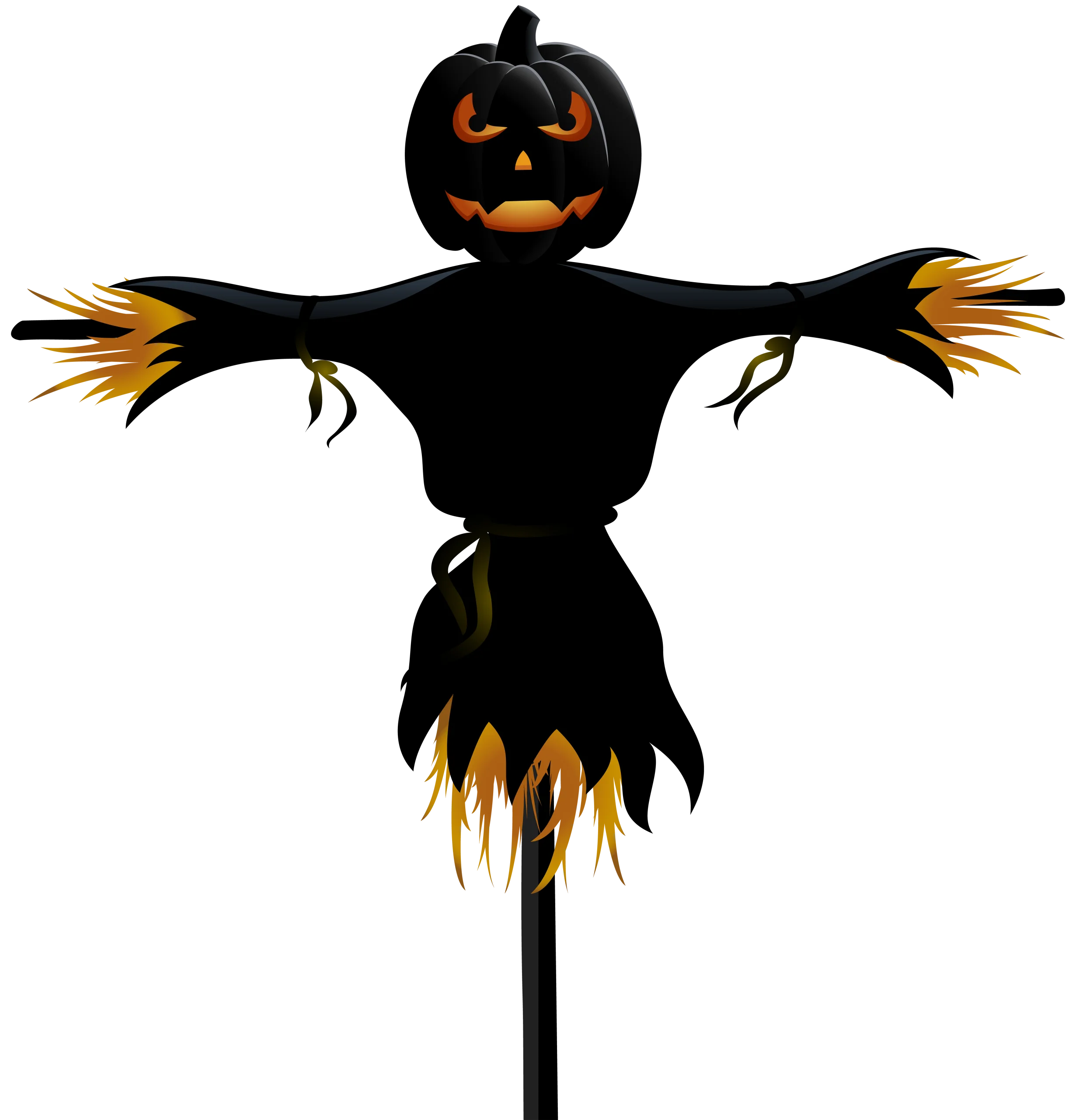 Haunting Halloween Scarecrow Clipart with Pumpkin Head and Fiery Edges