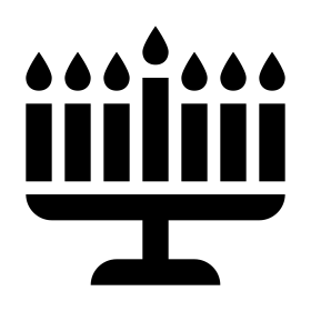 Minimalist Black and White Hanukkah Menorah Clipart Design with Symmetrical Candles