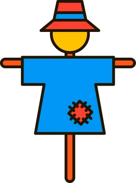 Minimalist Scarecrow Clipart with Bold Colors and Simple Geometric Design