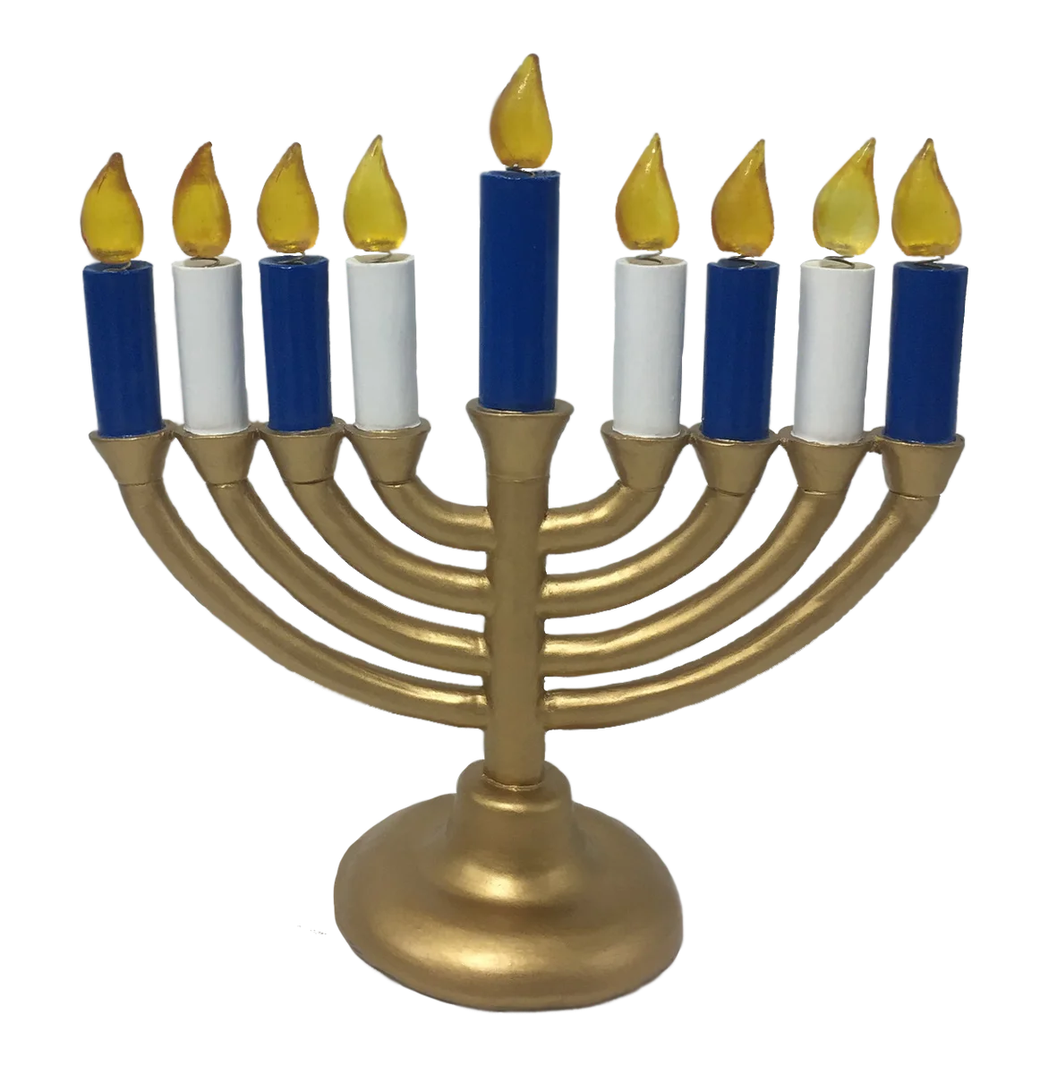 Traditional Golden Hanukkah Menorah Clipart with Blue and White Candles