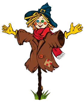 Whimsical Autumn Scarecrow Clipart - Charming Farm Guardian in Playful Attire