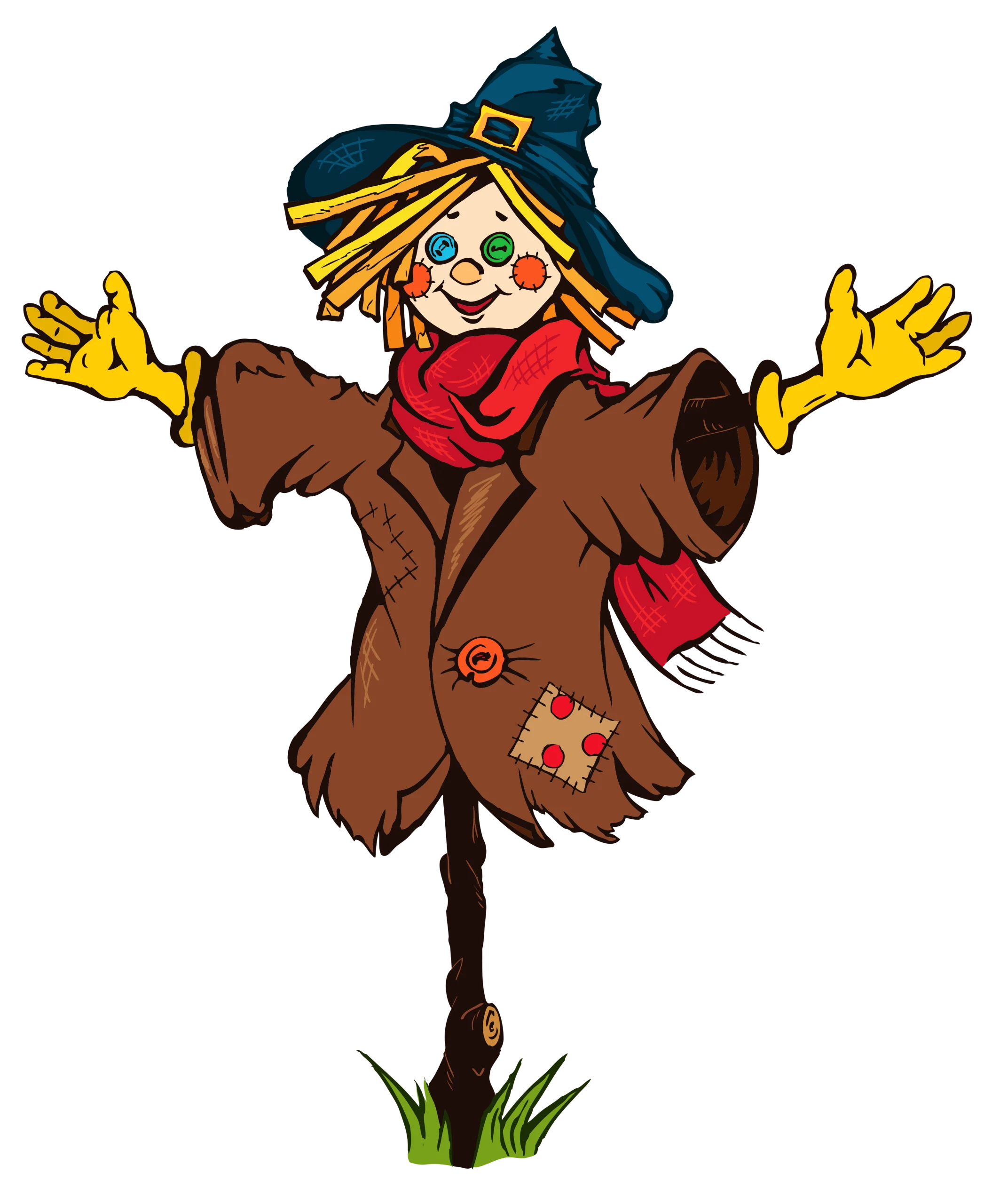 Whimsical Autumn Scarecrow Clipart - Charming Farm Guardian in Playful Attire