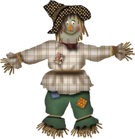 Whimsical Autumn Scarecrow Clipart with Charming Textured Design and Folksy Appeal