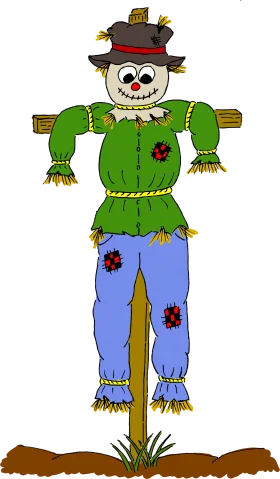 Whimsical Cornfield Guardian: Playful Scarecrow Clipart with Charming Character