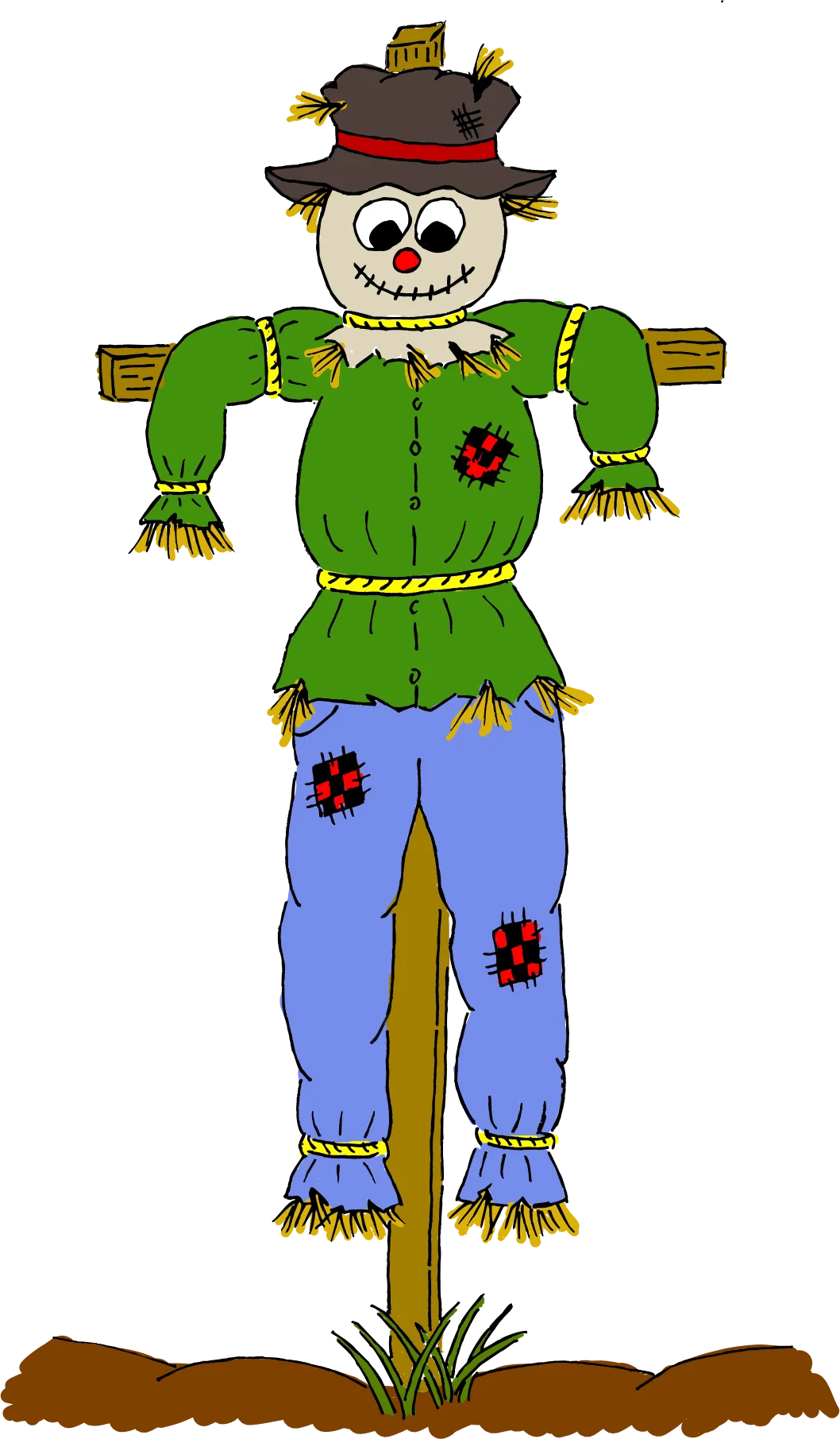 Whimsical Cornfield Guardian: Playful Scarecrow Clipart with Charming Character