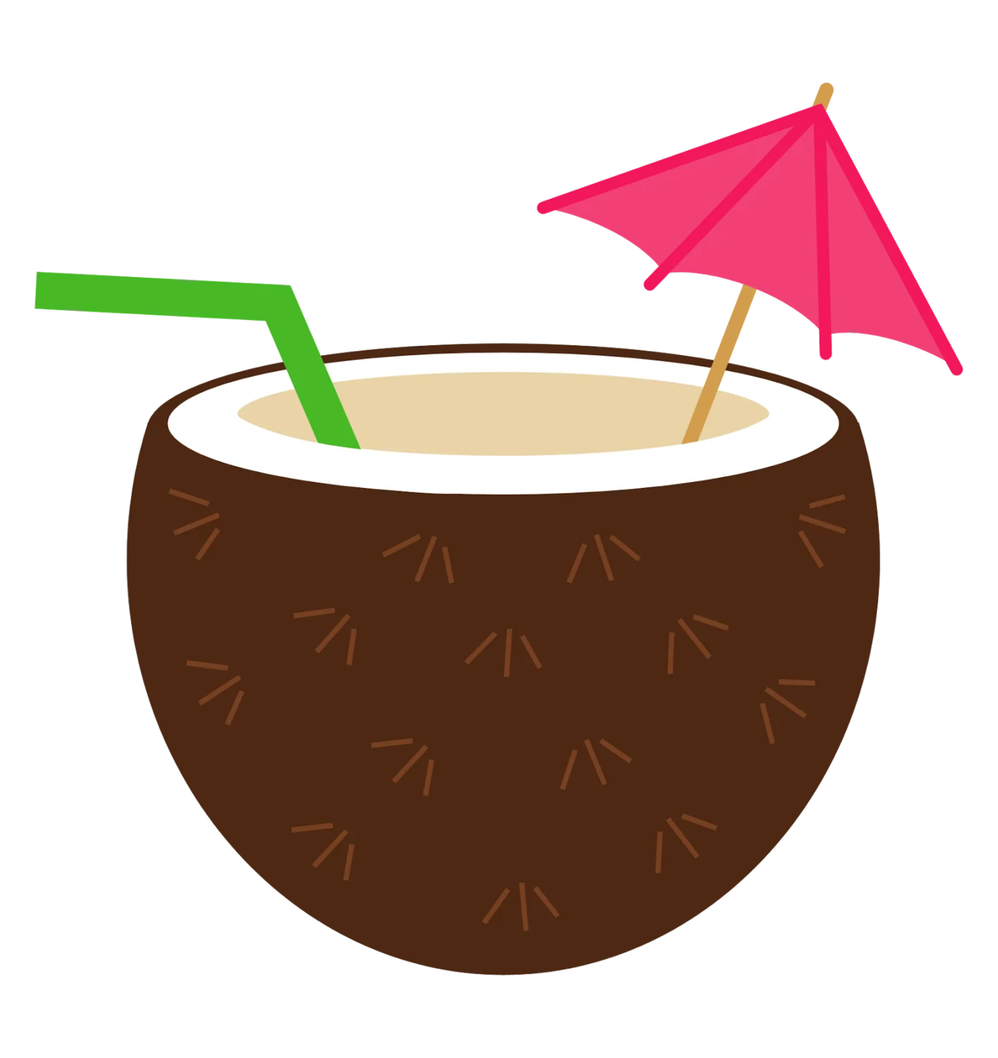 Tropical Refreshment Coconut Cocktail Clipart with Decorative Drink Umbrella
