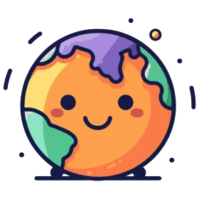 Adorable Kawaii Earth Clipart with Cheerful Cartoon Globe Design
