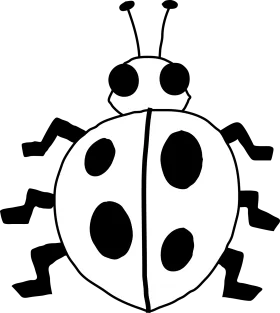 Charming Black and White Ladybug Clipart Illustration with Simplistic Design