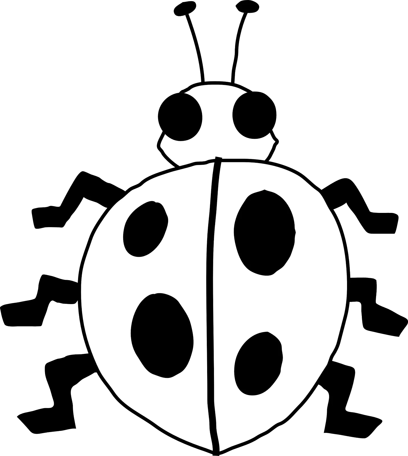 Charming Black and White Ladybug Clipart Illustration with Simplistic Design