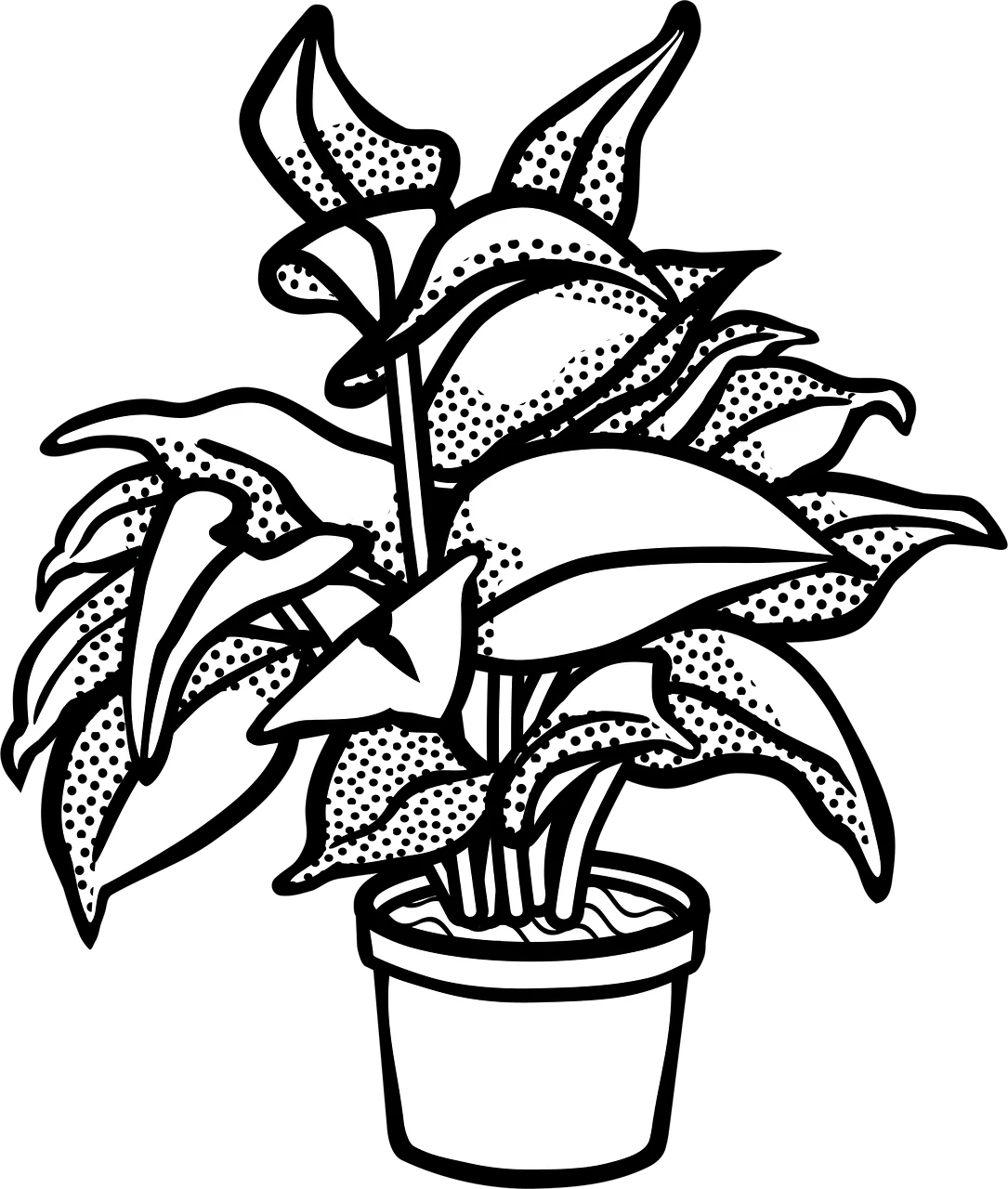 Charming Potted House Plant Line Art Botanical Clipart Design