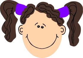 Cheerful Girl with Purple Hair Bows Clipart Illustration for Kids Design