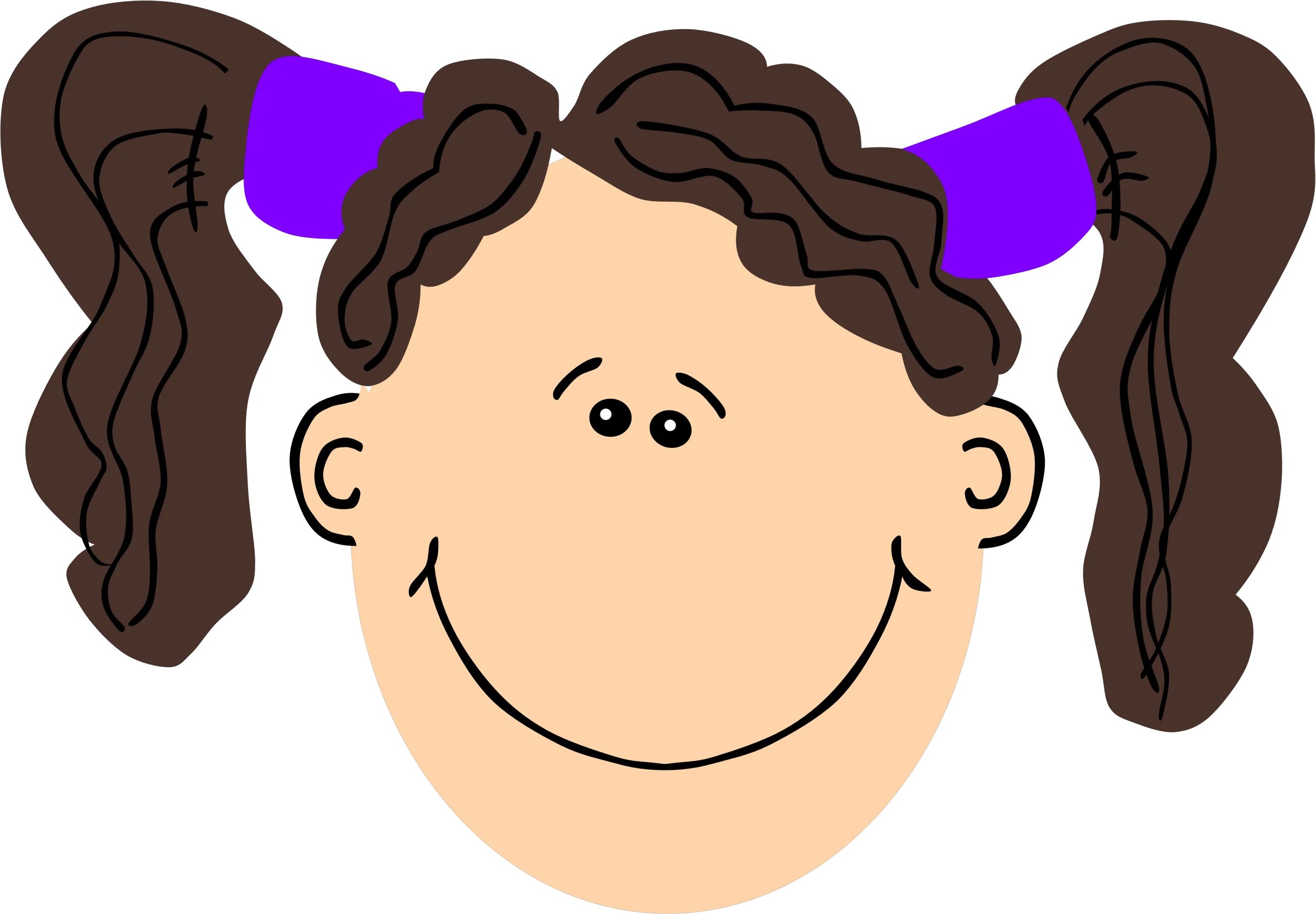 Cheerful Girl with Purple Hair Bows Clipart Illustration for Kids Design