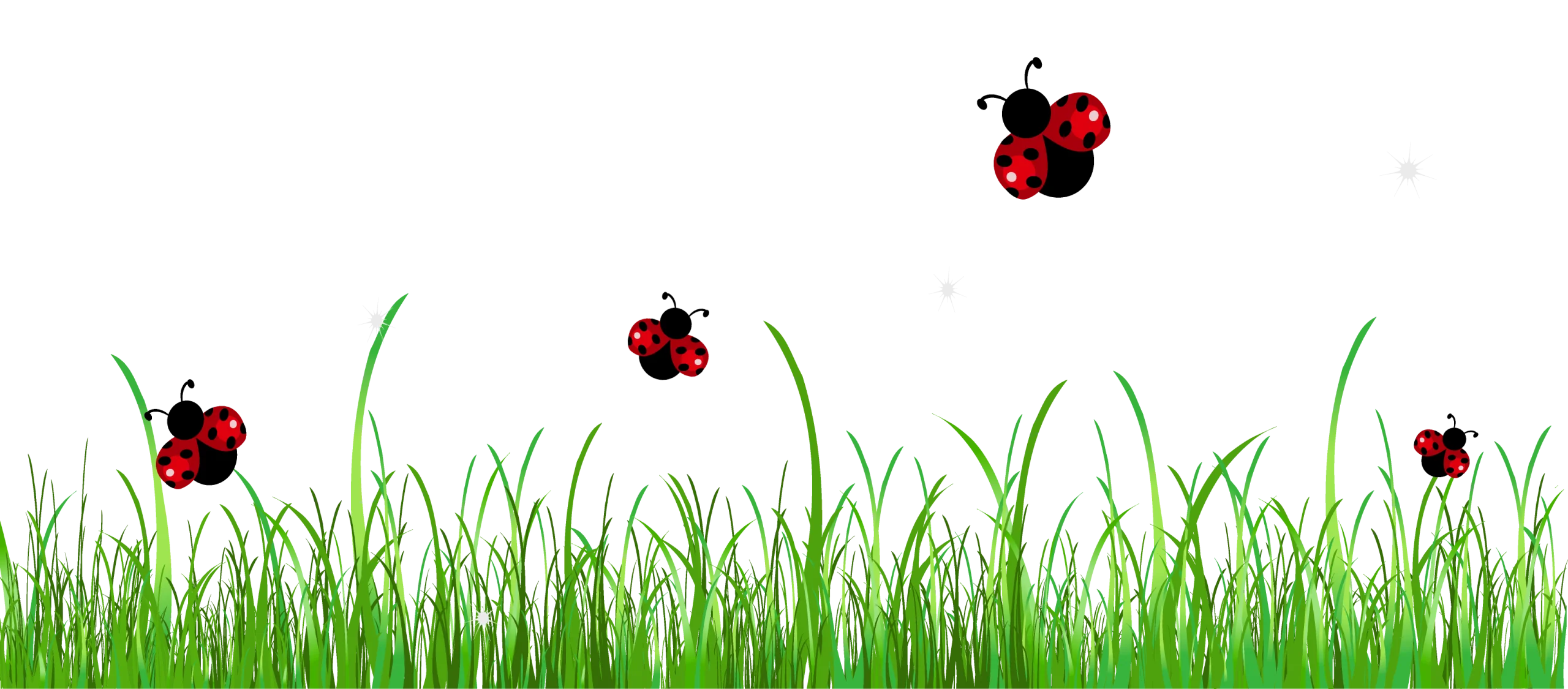 Cheerful Ladybugs Dancing Among Fresh Green Grass Clipart Scene