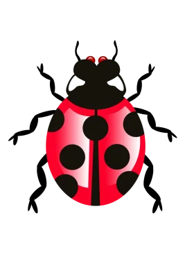 Cheerful Red and Black Ladybug Clipart Design with Bold Geometric Patterns