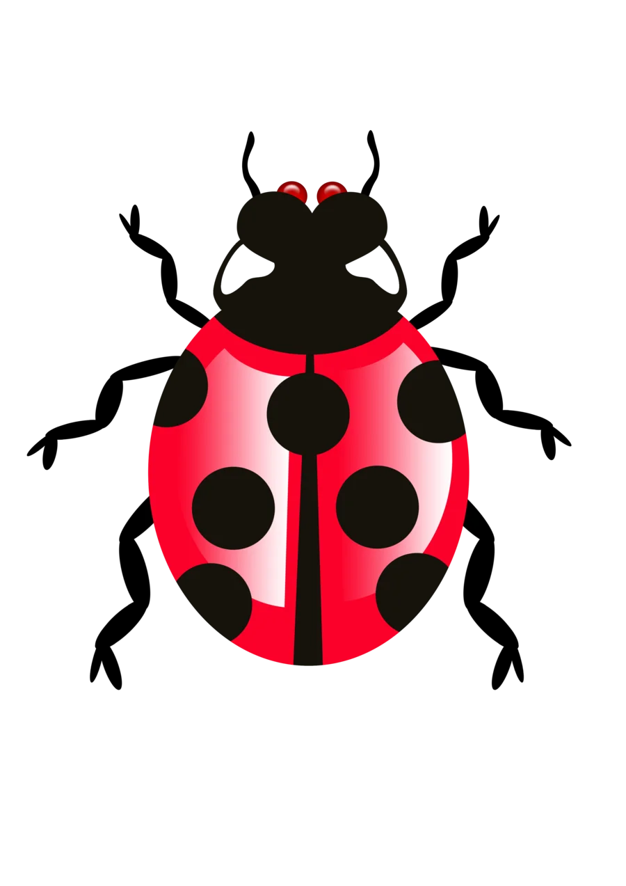 Cheerful Red and Black Ladybug Clipart Design with Bold Geometric Patterns