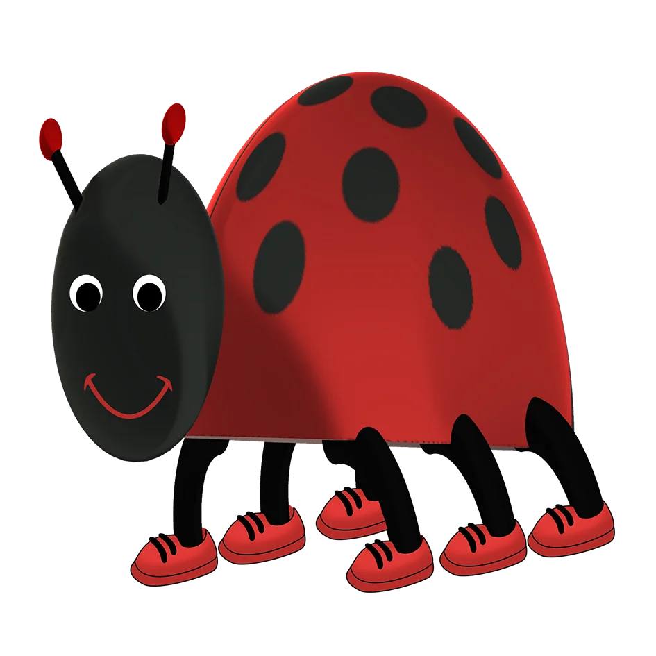Cheerful Red Ladybug Clipart with Whimsical Cartoon Style and Playful Design