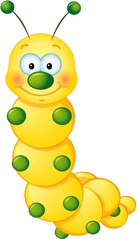 Cheerful Yellow Cartoon Caterpillar Clipart with Playful Green Spots