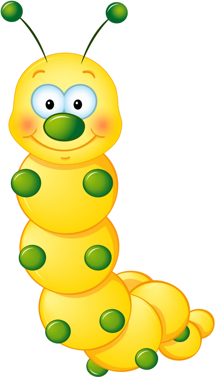 Cheerful Yellow Cartoon Caterpillar Clipart with Playful Green Spots