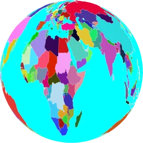 Colorful Global Perspective Worldmap Clipart - Kaleidoscopic Geographical Representation