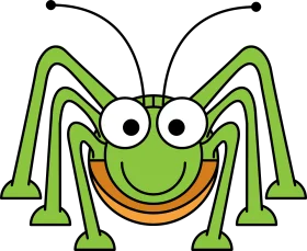 Cute Green Cartoon Grasshopper Clipart: Smiling Insect with Playful Design