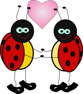 Cute Ladybugs in Love Adorable Valentine's Day Romantic Clipart Design