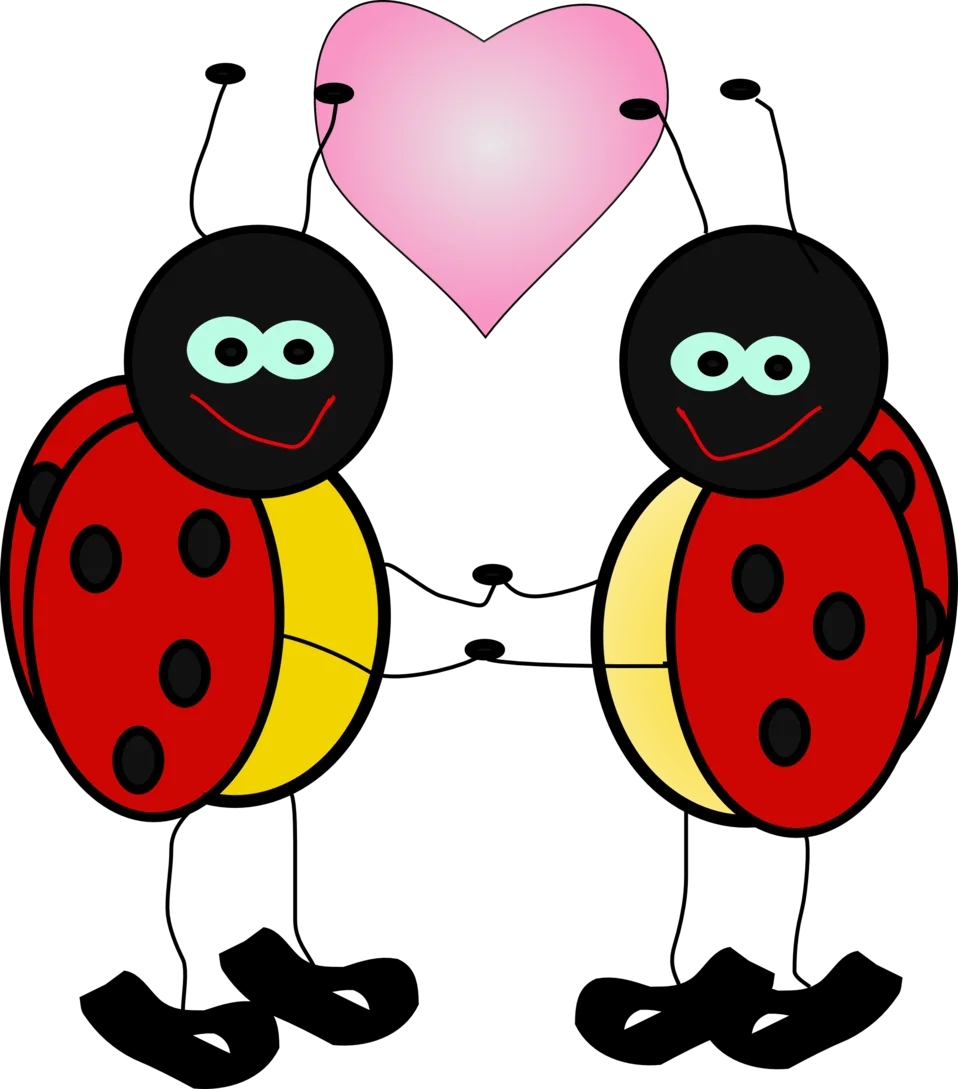 Cute Ladybugs in Love Adorable Valentine's Day Romantic Clipart Design
