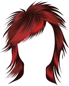Edgy Crimson Punk Rock Hairstyle Clipart with Razor-Sharp Layers