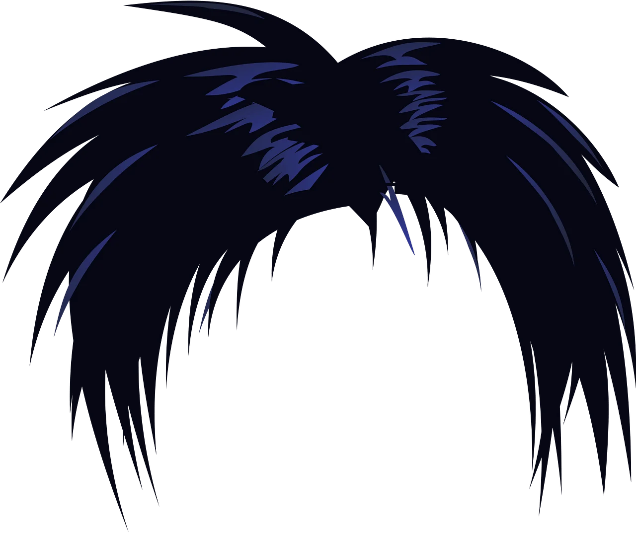 Edgy Dark Blue Spiky Anime-Inspired Hairstyle Clipart Vector Design