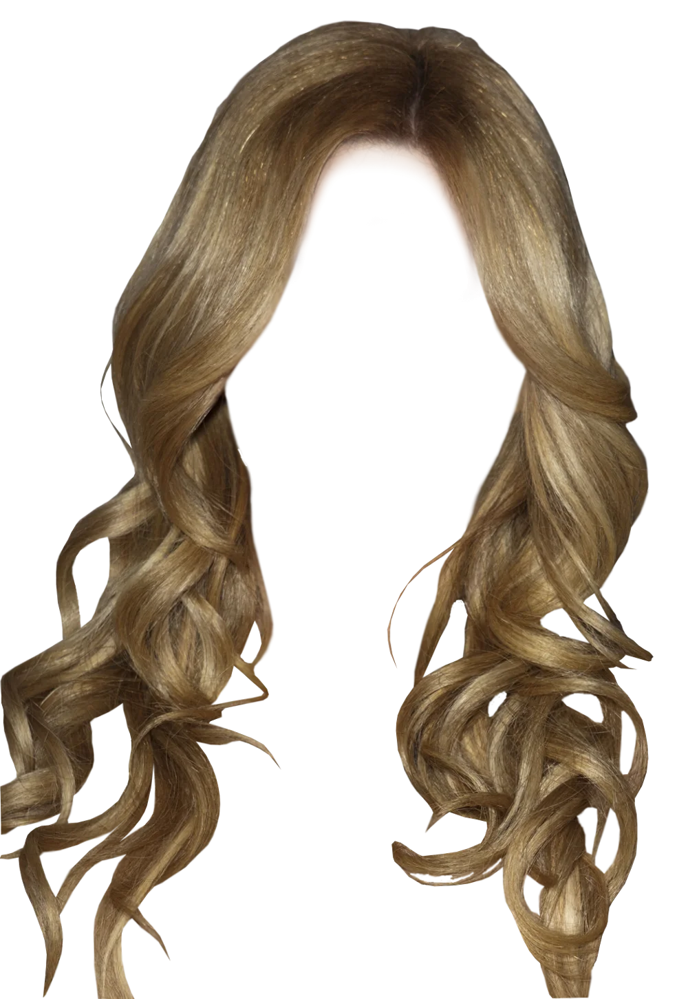 Elegant Blonde Wavy Long Layered Hair Clipart with Soft Highlights