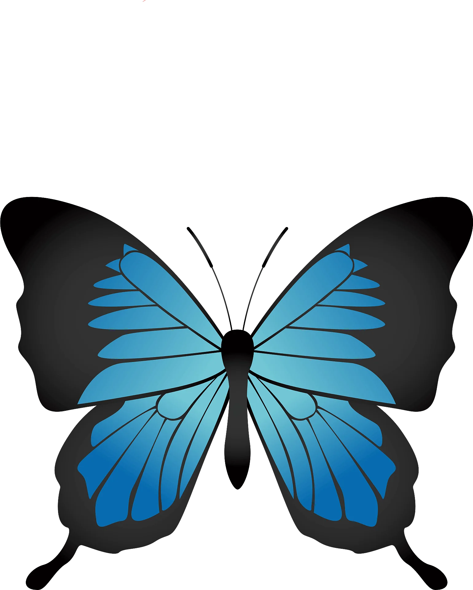 Elegant Blue and Black Butterfly Clipart Illustration Design