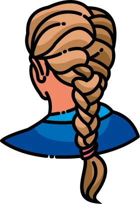 Elegant Braided Hairstyle Clipart with Soft Color Palette and Stylized Design