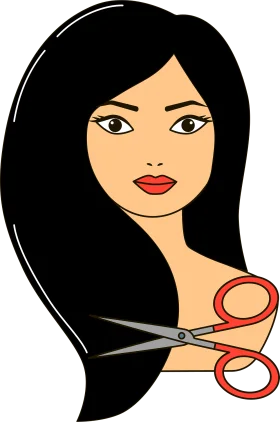 Elegant Haircut Clipart Illustration Showcasing Stylish Scissors and Sleek Hairstyle