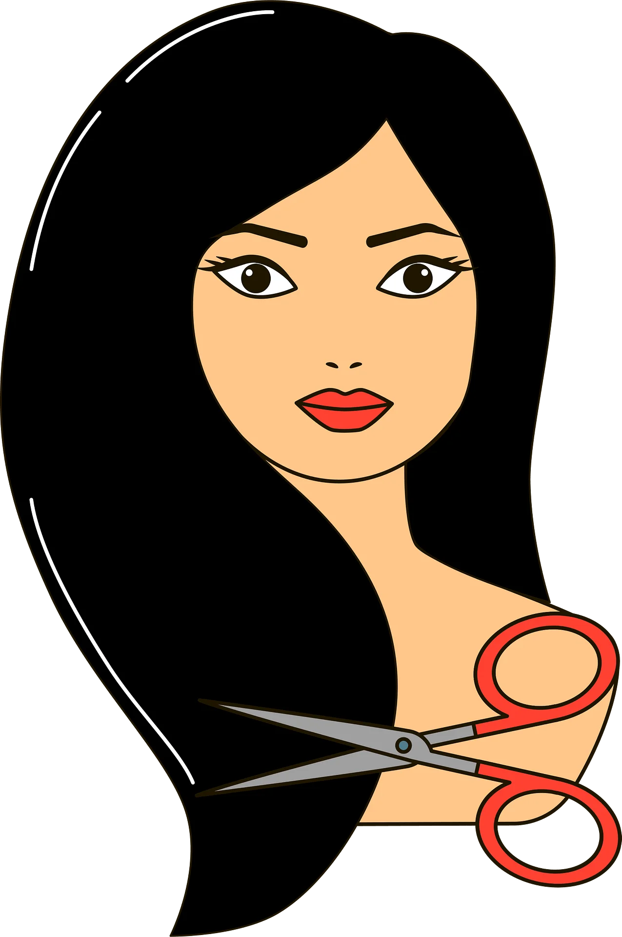 Elegant Haircut Clipart Illustration Showcasing Stylish Scissors and Sleek Hairstyle