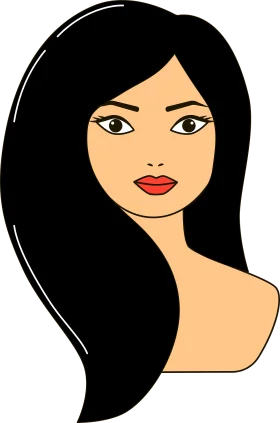 Elegant Long Black Hair Female Silhouette Clipart Design with Sophisticated Look