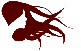 Elegant Silhouette of Woman with Flowing Windswept Hair Clipart Design