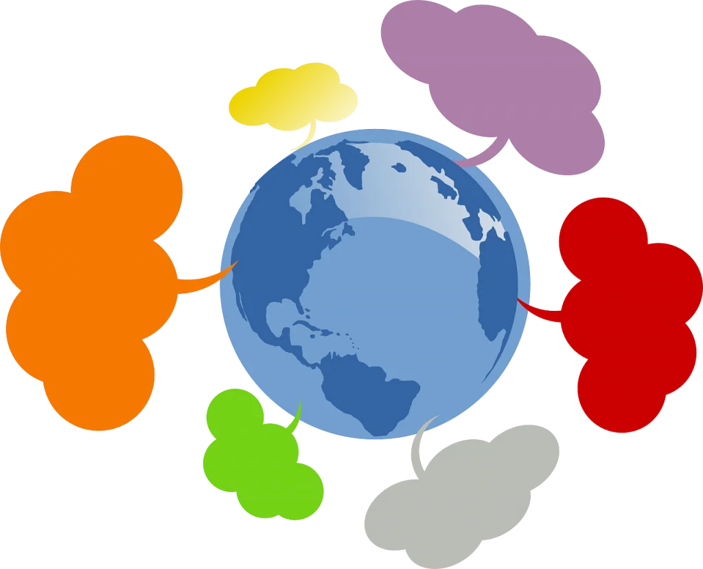 Global Connectivity Illustration: A Colorful World Clipart Representing International Collaboration