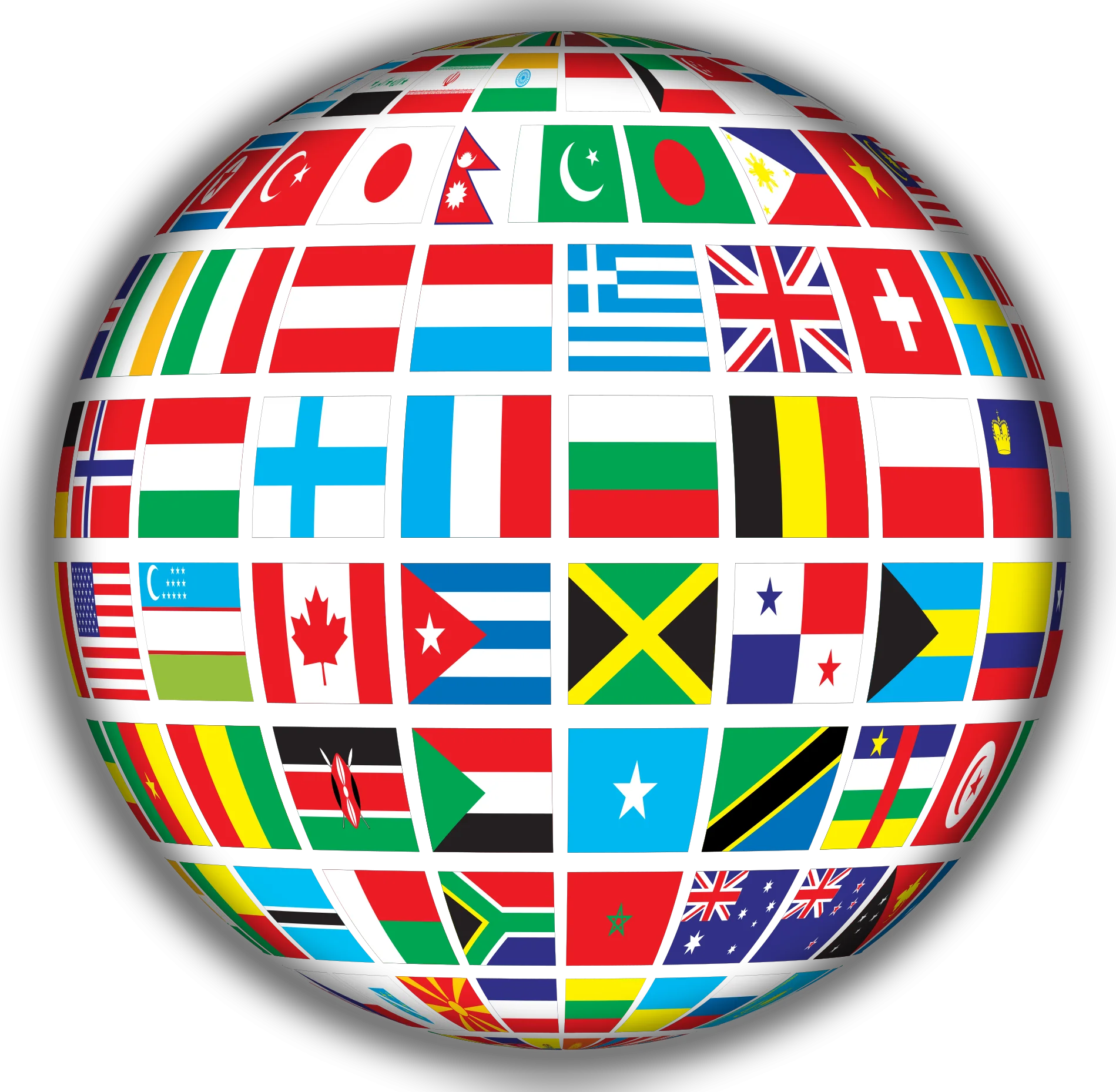 Global Harmony Flags Clipart: A Spherical Mosaic of International Unity and Diversity