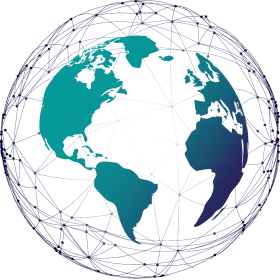Global Network Connectivity Wireframe Earth Hemisphere Clipart Design