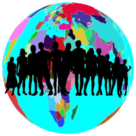 Global Unity Silhouettes: A Diverse World Clipart Illustration of Humanity